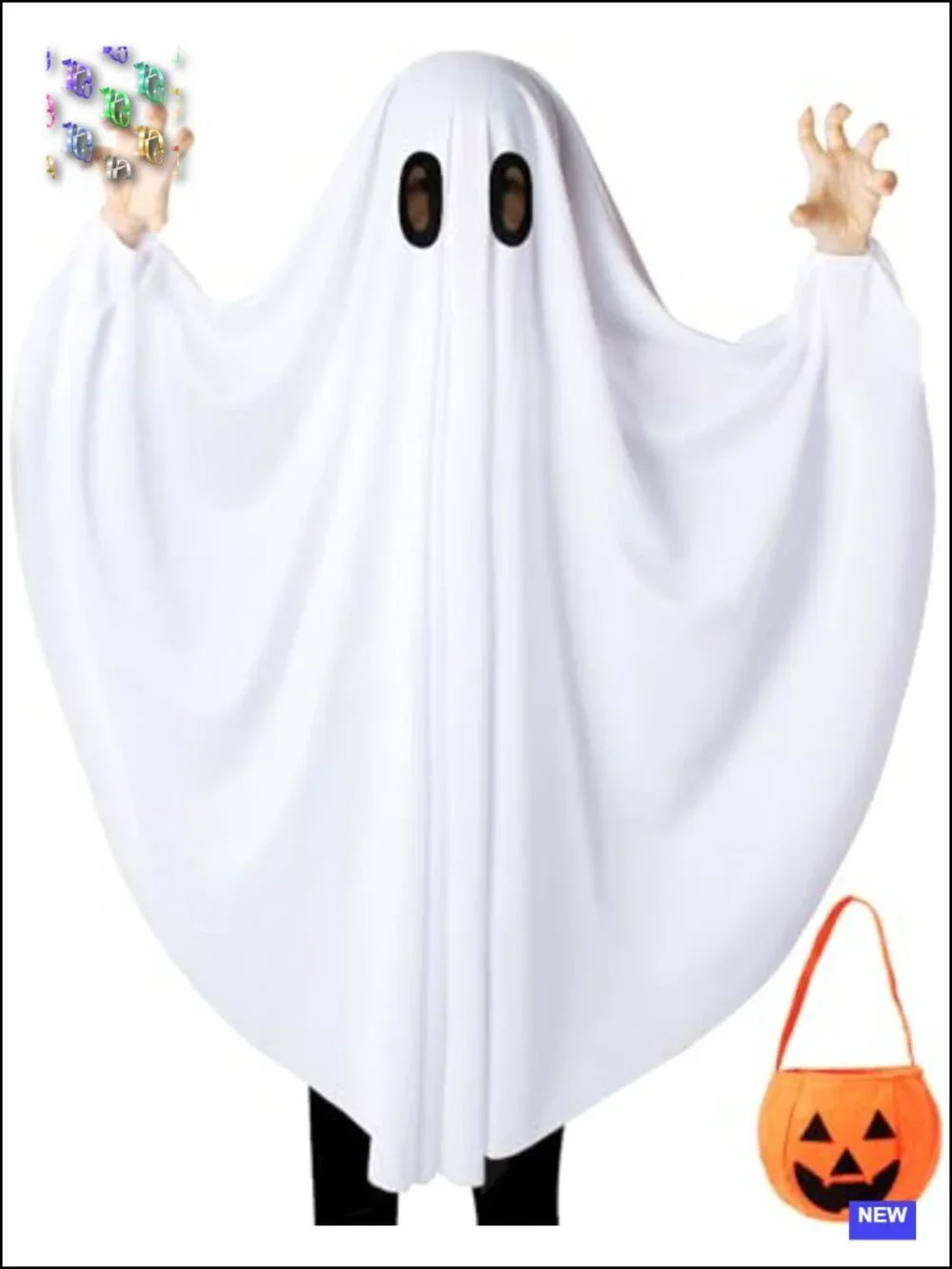 Ghost Costume for Kids with Pumpkin Candy Bag, Toddler Halloween Costume